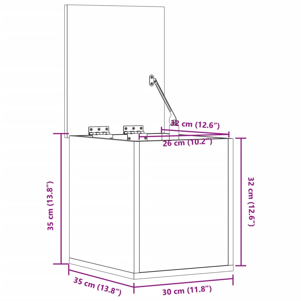Opbergbox 30x35x35 cm bewerkt hout gerookt eikenkleurig