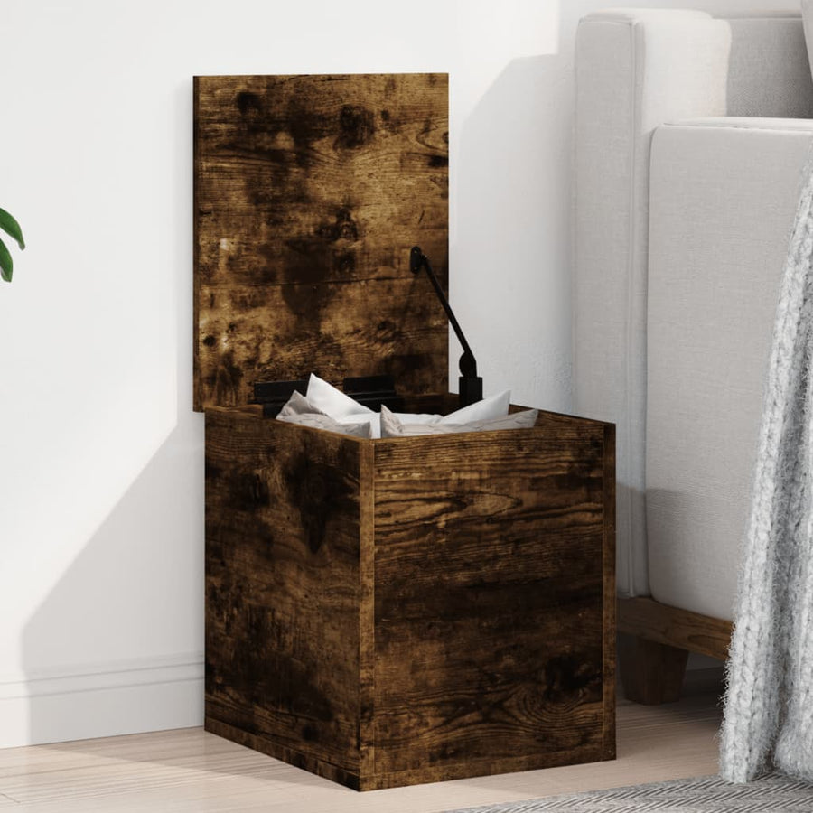 Opbergbox 30x35x35 cm bewerkt hout gerookt eikenkleurig