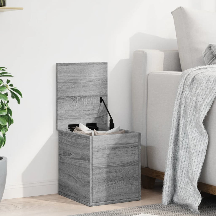 Opbergbox 30x35x35 cm bewerkt hout grijs sonoma eikenkleurig