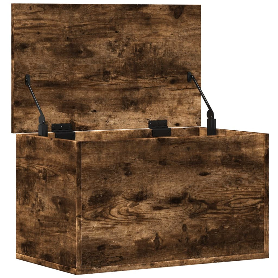 Opbergbox 60x35x35 cm bewerkt hout gerookt eikenkleurig