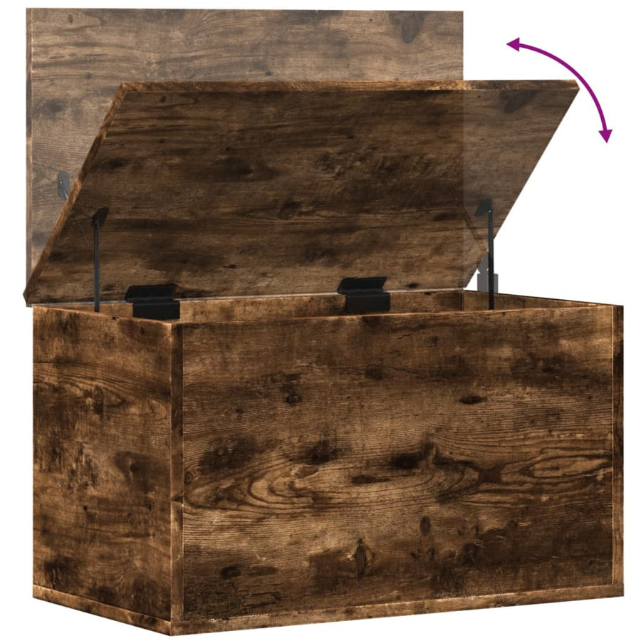 Opbergbox 60x35x35 cm bewerkt hout gerookt eikenkleurig