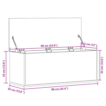 Opbergbox 90x35x35 cm bewerkt hout wit