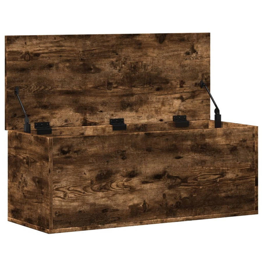 Opbergbox 90x35x35 cm bewerkt hout gerookt eikenkleurig