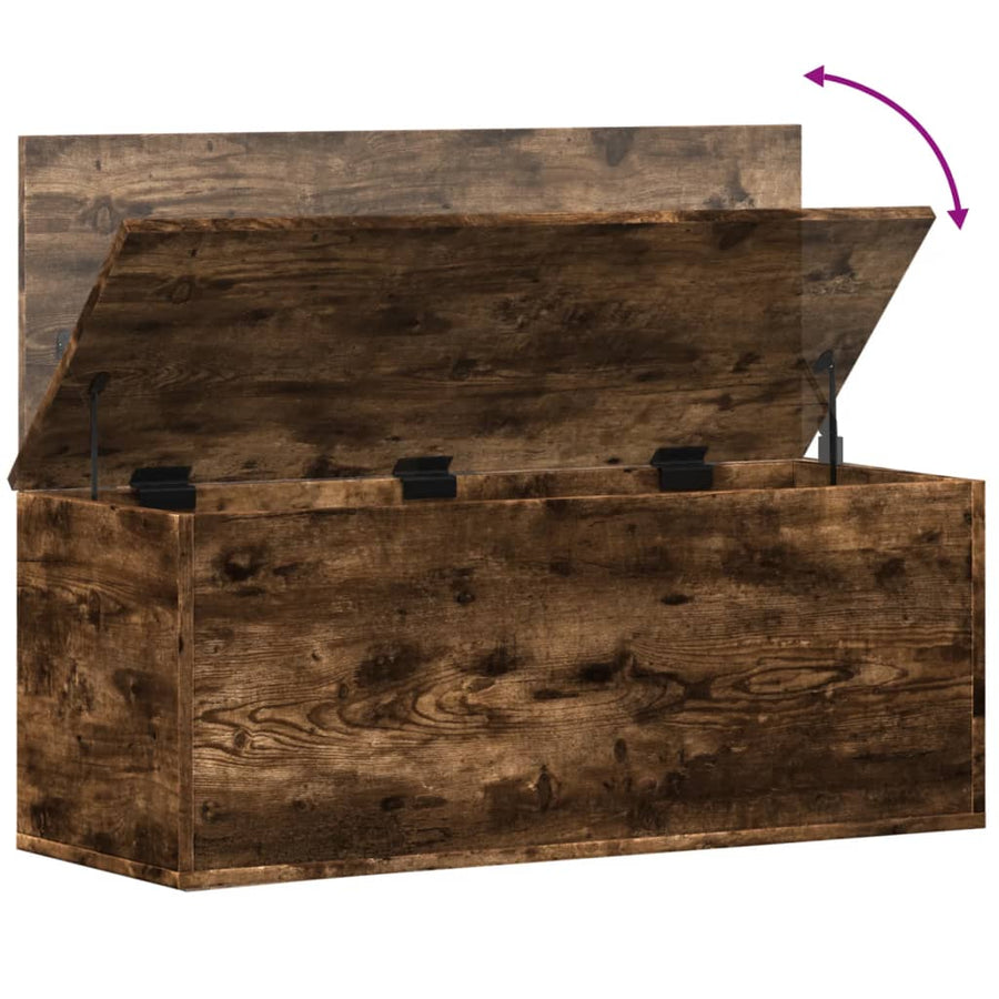 Opbergbox 90x35x35 cm bewerkt hout gerookt eikenkleurig