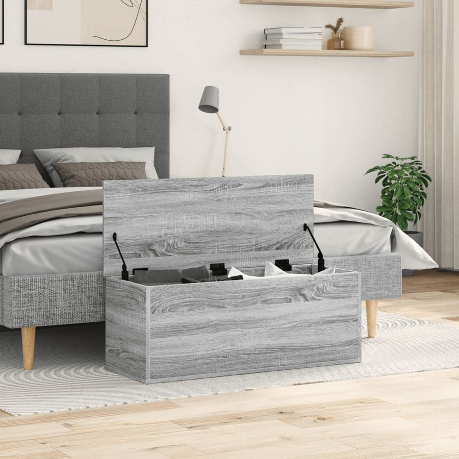 Opbergbox 90x35x35 cm bewerkt hout grijs sonoma eikenkleurig