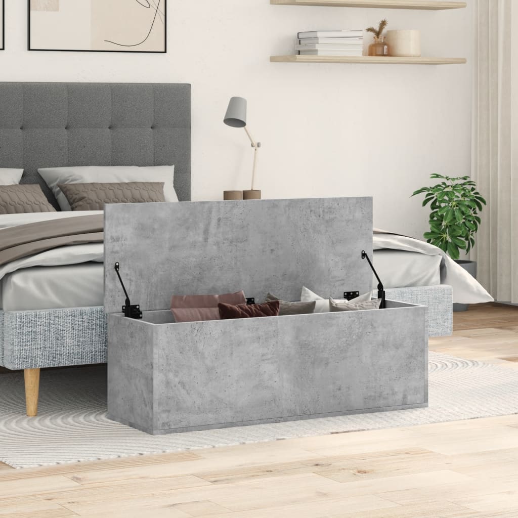 Opbergbox 102x35x35 cm bewerkt hout betongrijs