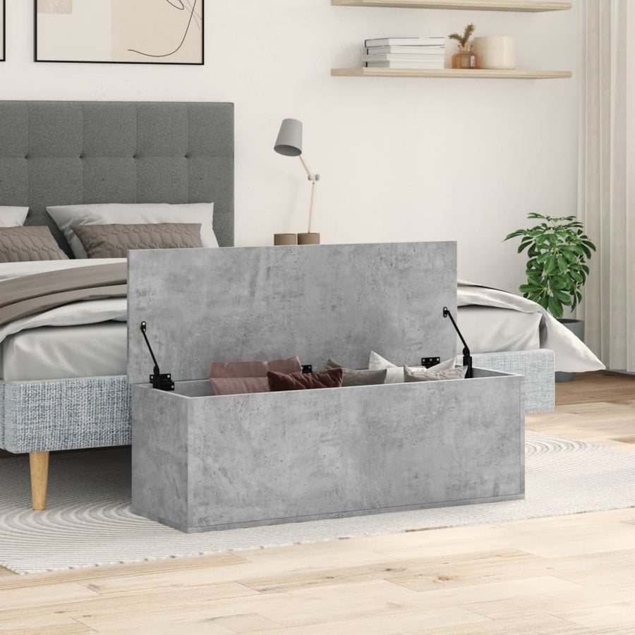 Opbergbox 102x35x35 cm bewerkt hout betongrijs