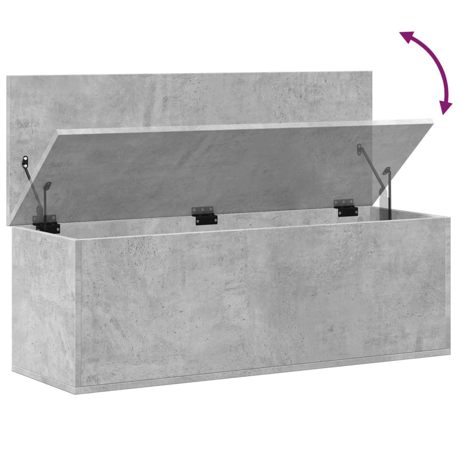 Opbergbox 102x35x35 cm bewerkt hout betongrijs