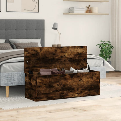 Opbergbox 102x35x35 cm bewerkt hout gerookt eikenkleurig