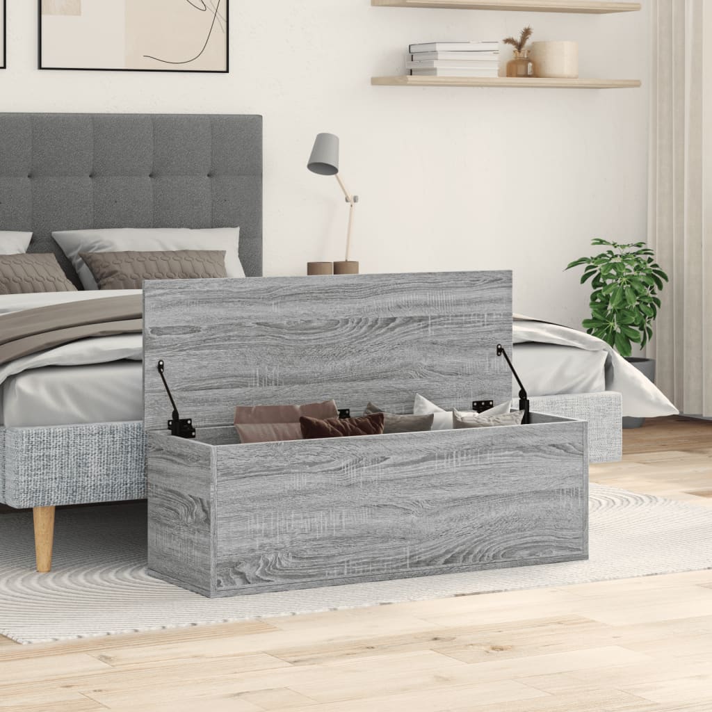 Opbergbox 102x35x35 cm bewerkt hout grijs sonoma eikenkleurig