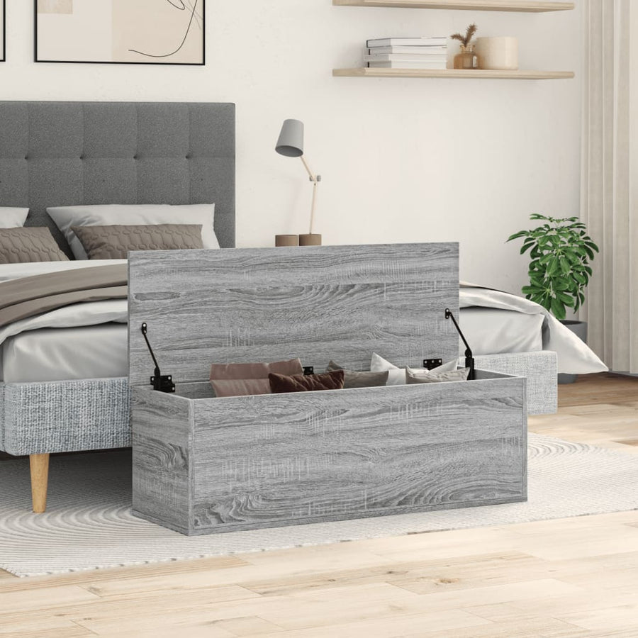 Opbergbox 102x35x35 cm bewerkt hout grijs sonoma eikenkleurig