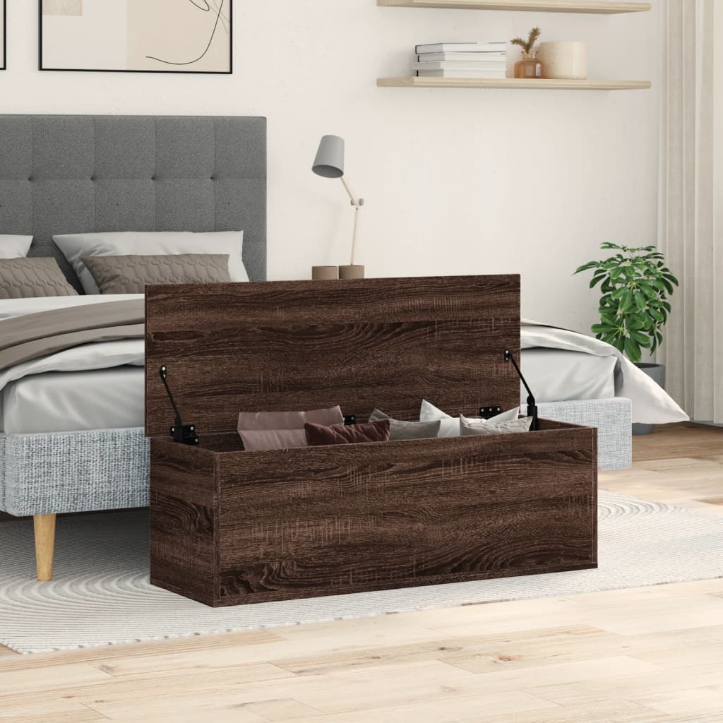 Opbergbox 102x35x35 cm bewerkt hout bruin eikenkleur