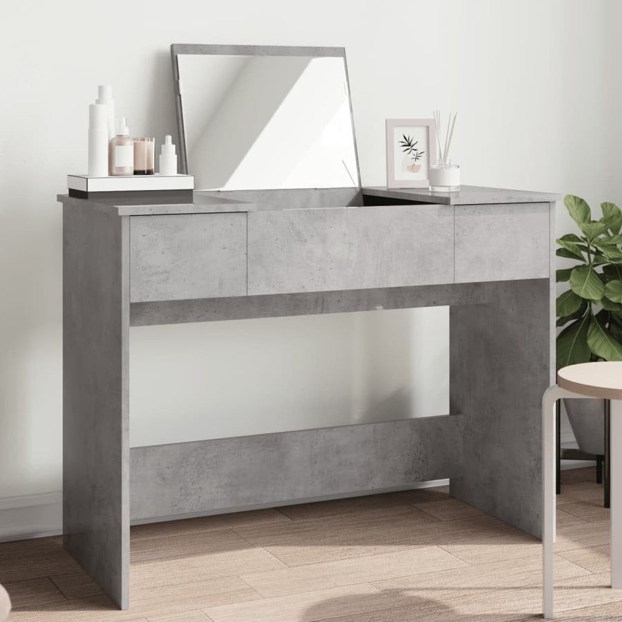 Kaptafel met spiegel 100x45x76 cm betongrijs