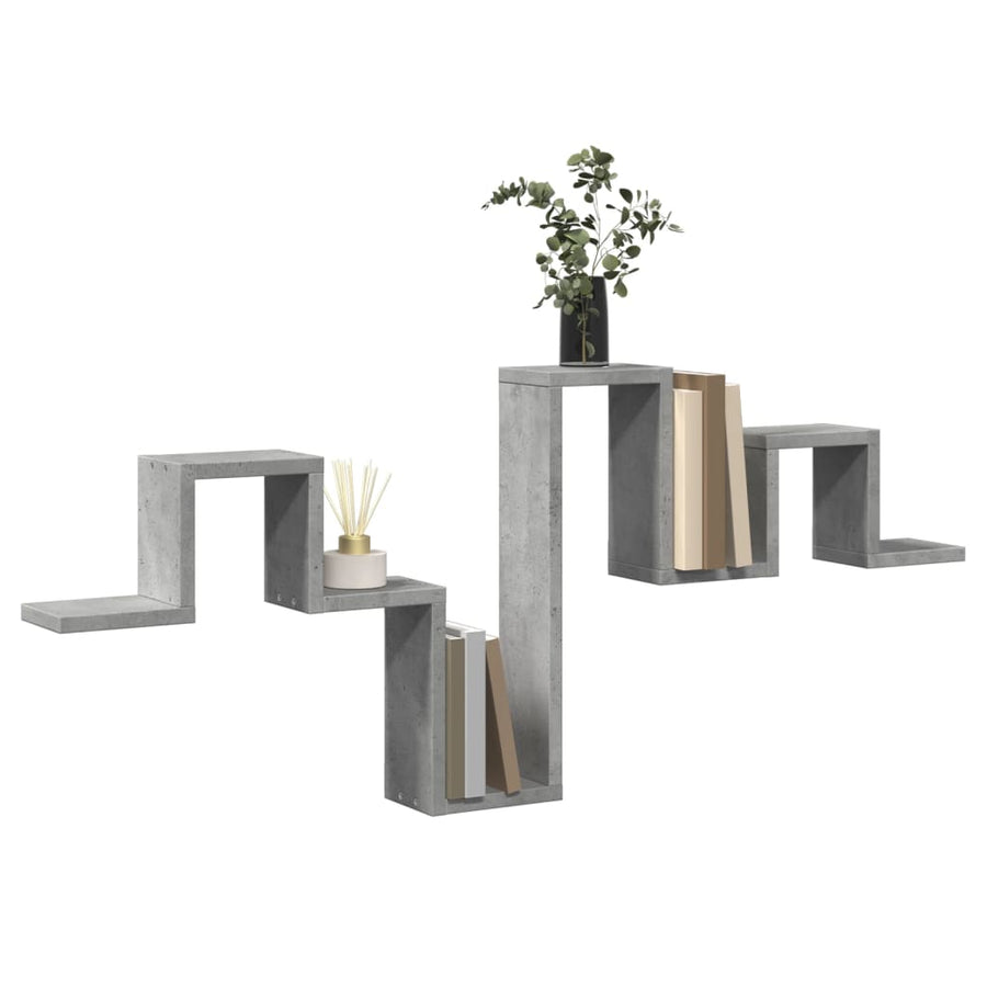Wandschap 104,5X10X43 Cm Bewerkt Hout Betongrijs