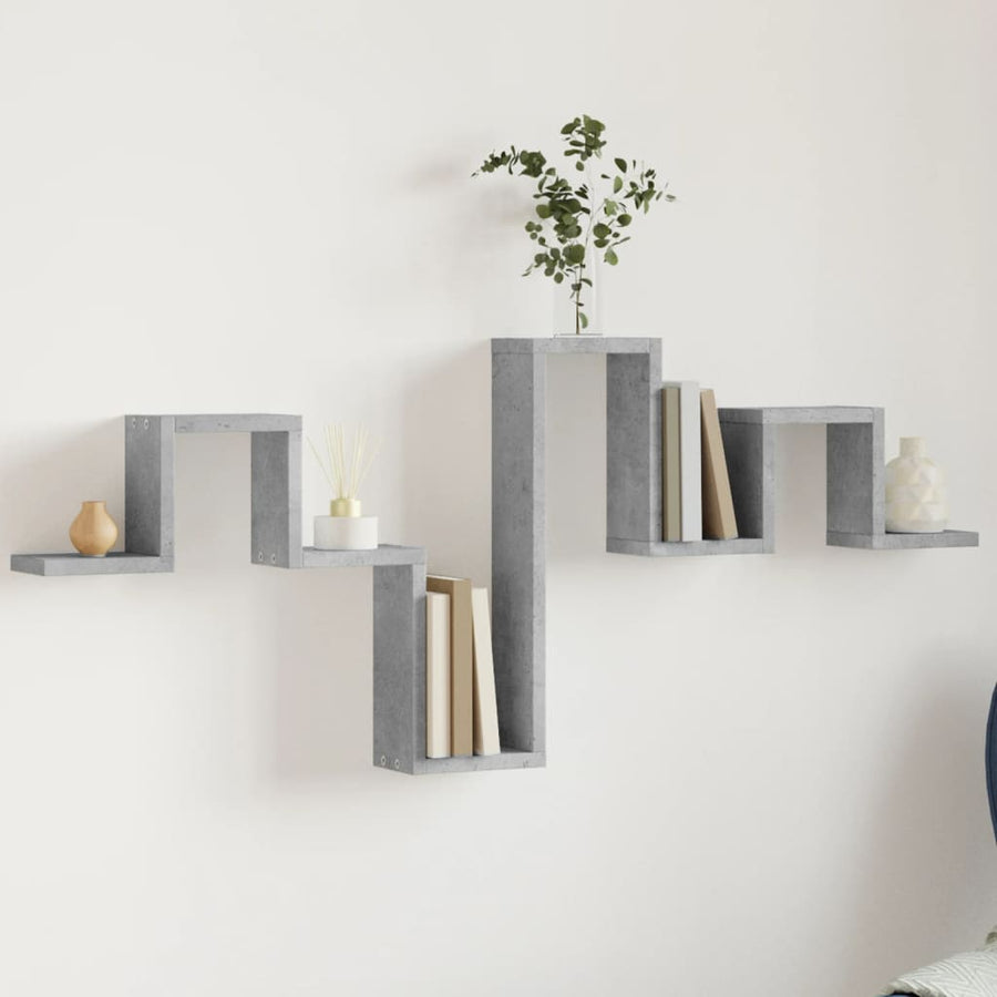 Wandschap 104,5X10X43 Cm Bewerkt Hout Betongrijs