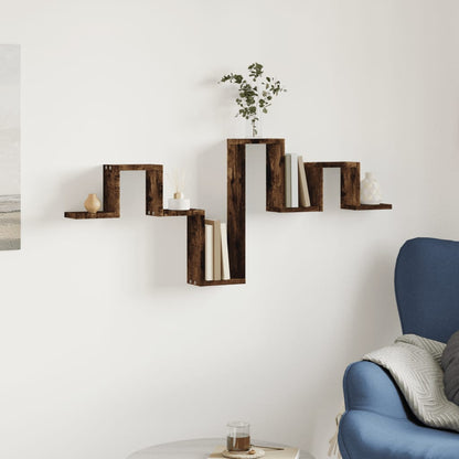 Wandschap 104,5X10X43 Cm Bewerkt Hout Kleurig Gerookt eiken