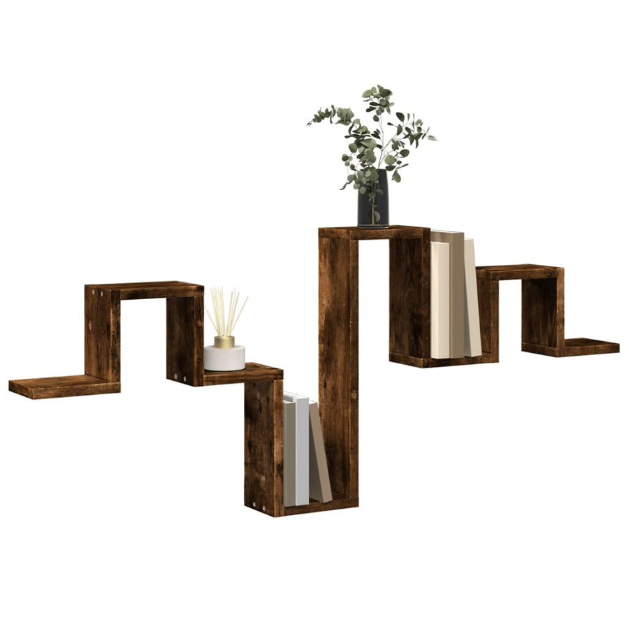 Wandschap 104,5X10X43 Cm Bewerkt Hout Kleurig Gerookt eiken