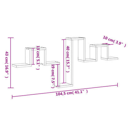 Wandschap 104,5X10X43 Cm Bewerkt Hout Kleurig Gerookt eiken