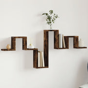 Wandschap 104,5x10x43 cm bewerkt hout gerookt eiken