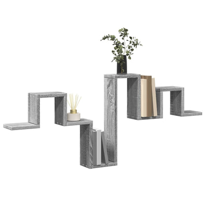 Wandschap 104,5X10X43 Cm Bewerkt Hout Eikenkleurig Grijs sonoma