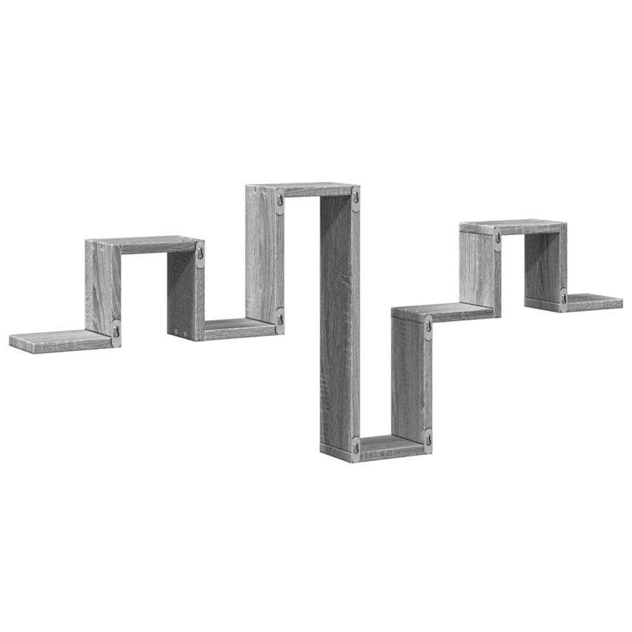 Wandschap 104,5X10X43 Cm Bewerkt Hout Eikenkleurig Grijs sonoma
