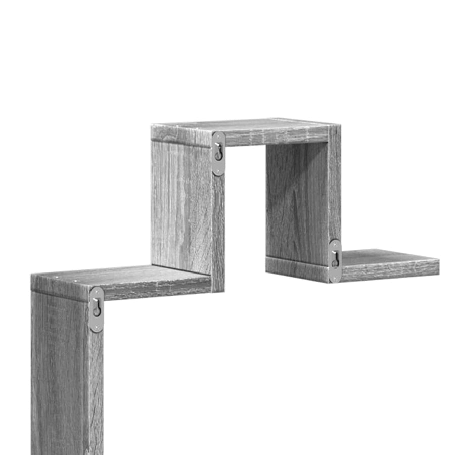 Wandschap 104,5X10X43 Cm Bewerkt Hout Eikenkleurig Grijs sonoma