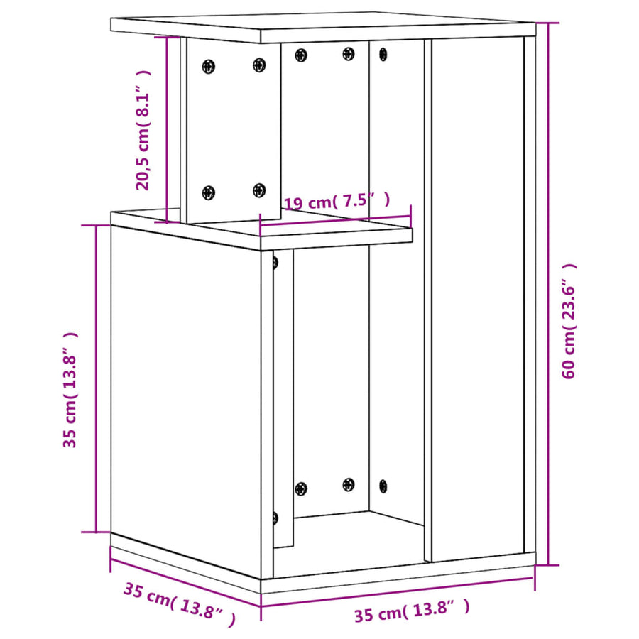 Bijzettafel 35x35x60 cm bewerkt hout sonoma eikenkleurig
