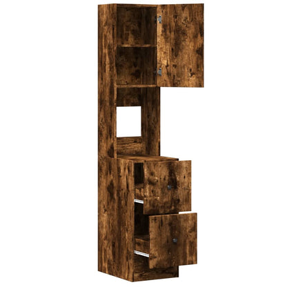 Keukenkast 35x50x180 cm bewerkt hout gerookt eikenkleurig