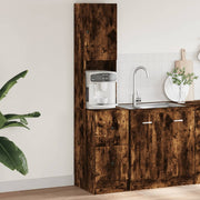 Keukenkast 35x50x180 cm bewerkt hout gerookt eiken