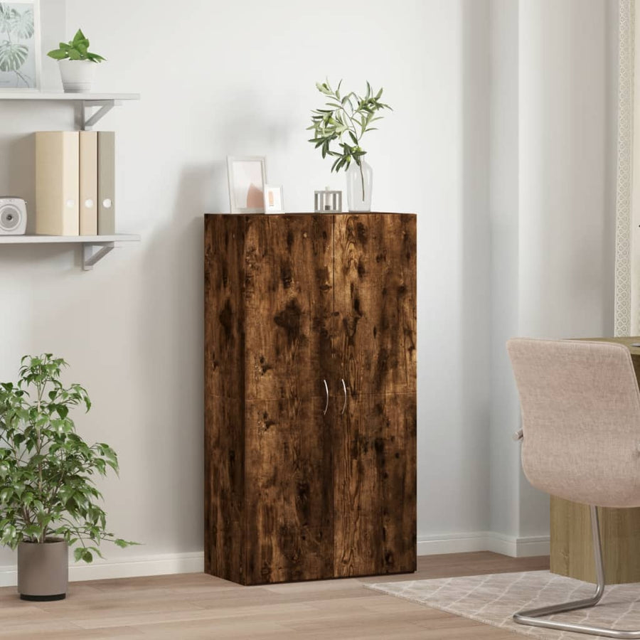 Archiefkast 60X32X115 Cm Bewerkt Hout Gerookt Eikenkleurig