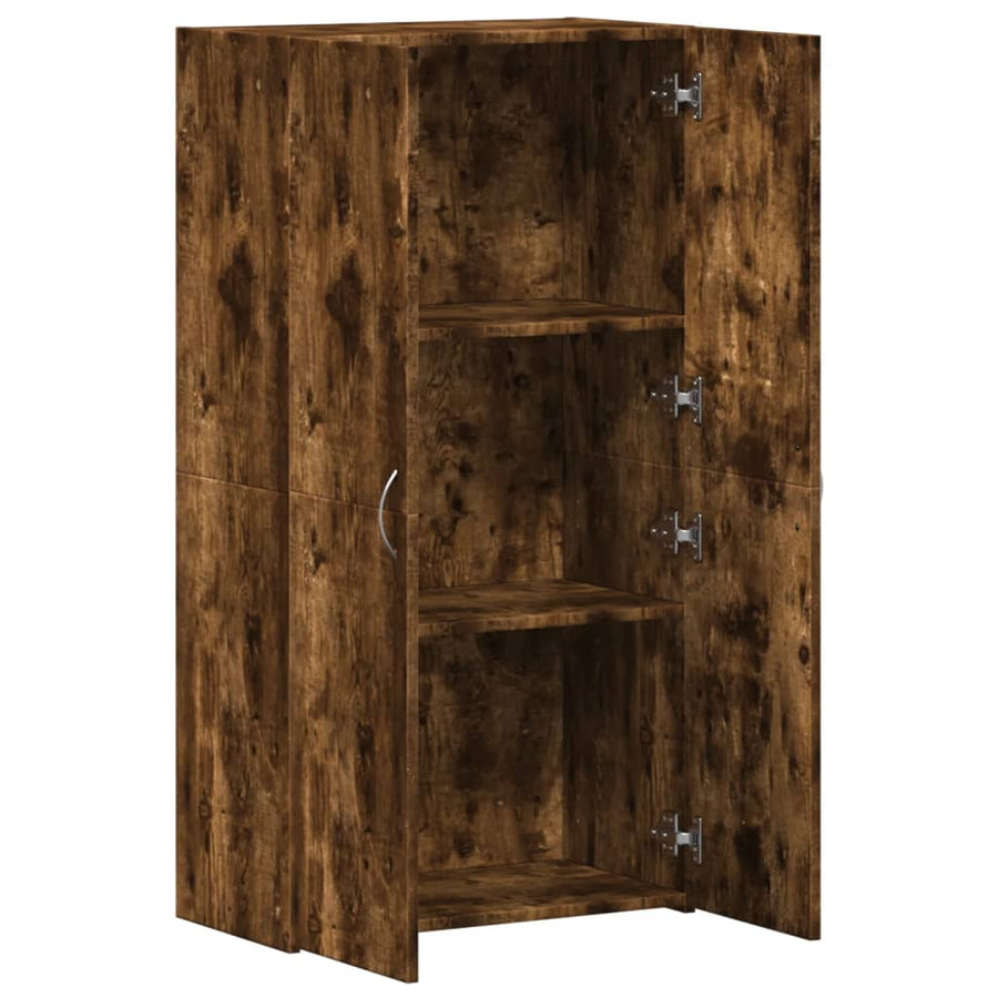 Archiefkast 60X32X115 Cm Bewerkt Hout Gerookt Eikenkleurig