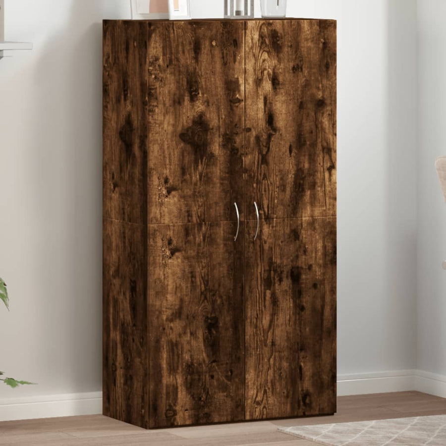 Archiefkast 60X32X115 Cm Bewerkt Hout Gerookt Eikenkleurig