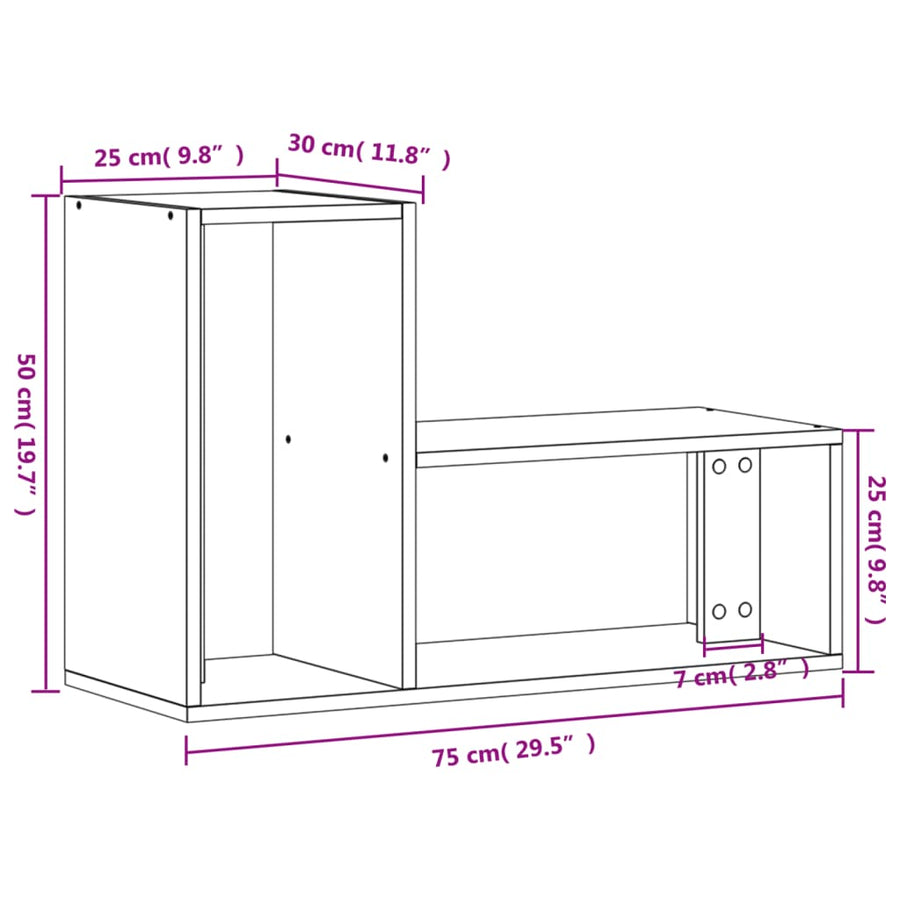 Tv-meubelen 2 st 75x30x50 cm bewerkt hout zwart