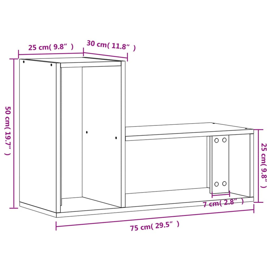 Tv-meubelen 2 st 75x30x50 cm bewerkt hout bruin eikenkleurig
