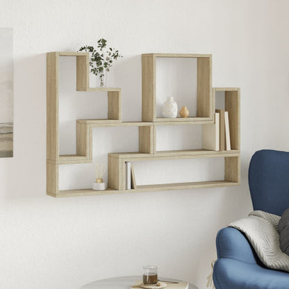 Wandschap 96x12x64 cm bewerkt hout sonoma eikenkleurig