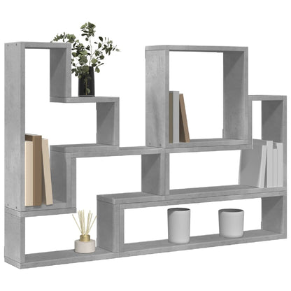 Wandschap 96X12X64 Cm Bewerkt Hout Betongrijs
