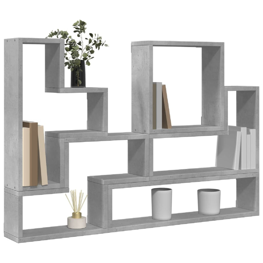 Wandschap 96X12X64 Cm Bewerkt Hout Betongrijs