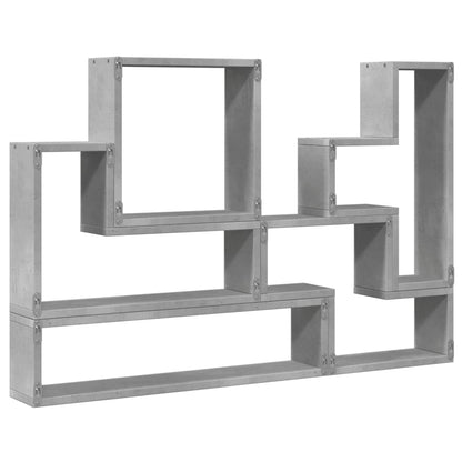 Wandschap 96X12X64 Cm Bewerkt Hout Betongrijs