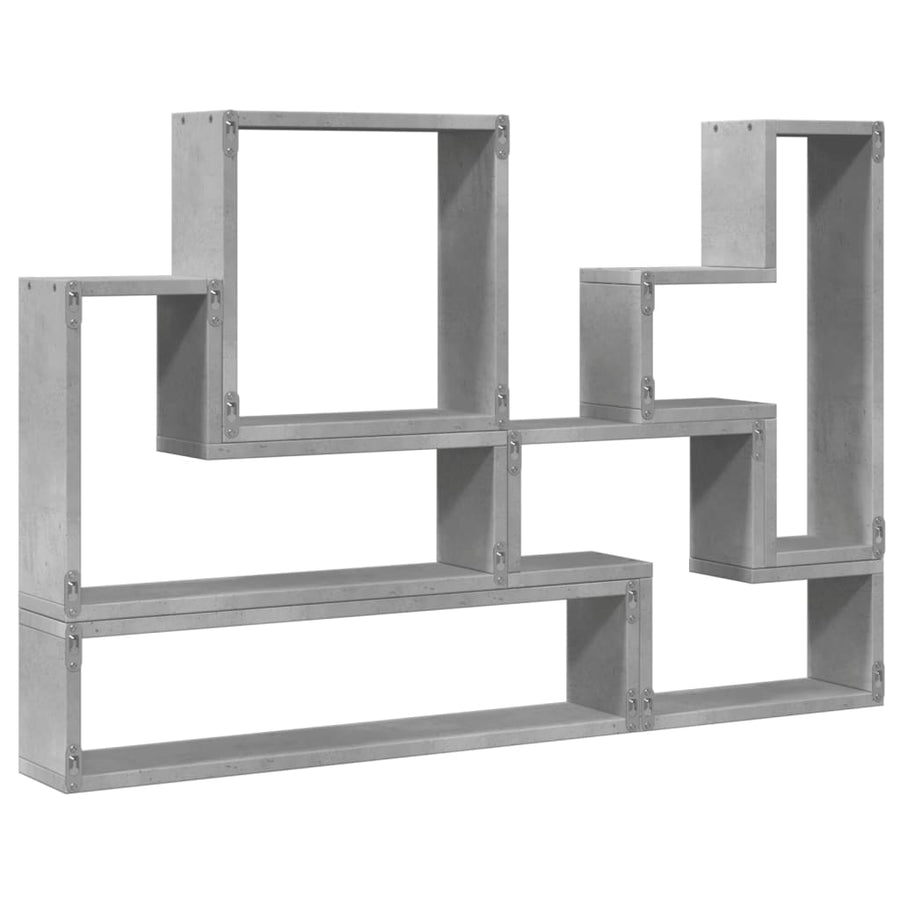 Wandschap 96X12X64 Cm Bewerkt Hout Betongrijs