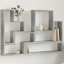 Wandschap 96X12X64 Cm Bewerkt Hout Betongrijs