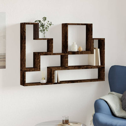 Wandschap 96X12X64 Cm Bewerkt Hout Kleurig Gerookt eiken