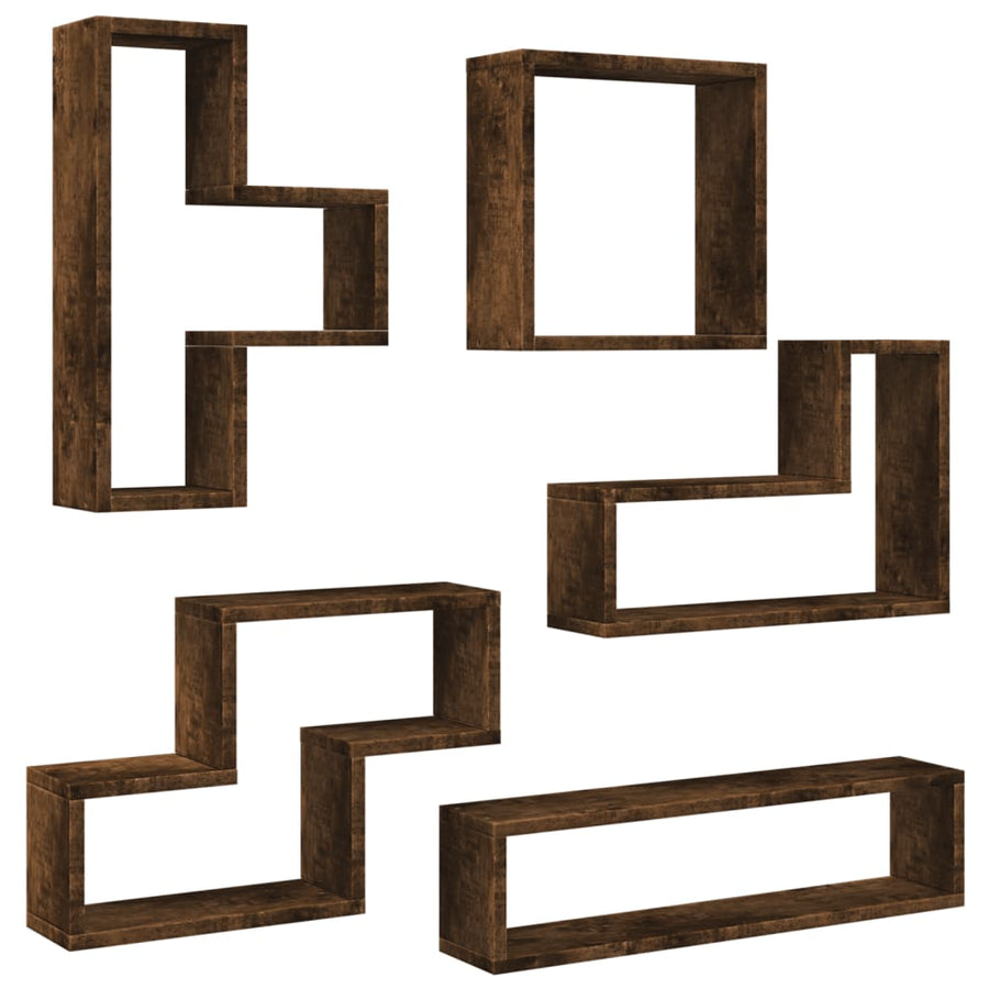 Wandschap 96X12X64 Cm Bewerkt Hout Kleurig Gerookt eiken