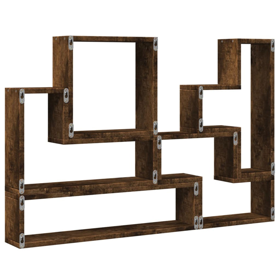 Wandschap 96X12X64 Cm Bewerkt Hout Kleurig Gerookt eiken