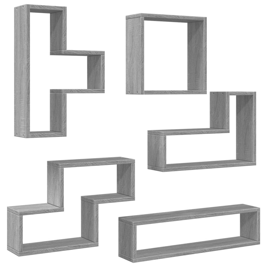 Wandschap 96X12X64 Cm Bewerkt Hout Eikenkleurig Grijs sonoma