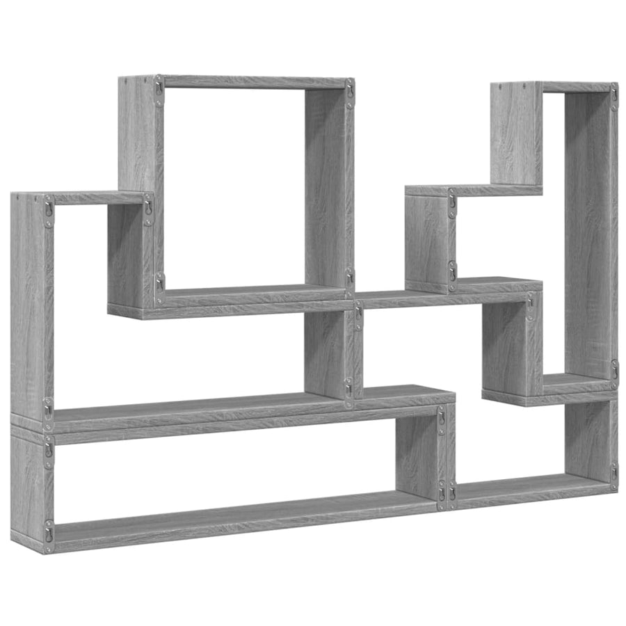 Wandschap 96X12X64 Cm Bewerkt Hout Eikenkleurig Grijs sonoma