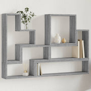 Wandschap 96x12x64 cm grijs eikenhout
