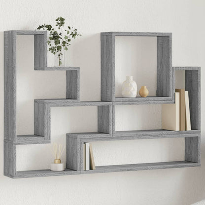 Wandschap 96X12X64 Cm Bewerkt Hout Eikenkleurig Grijs sonoma