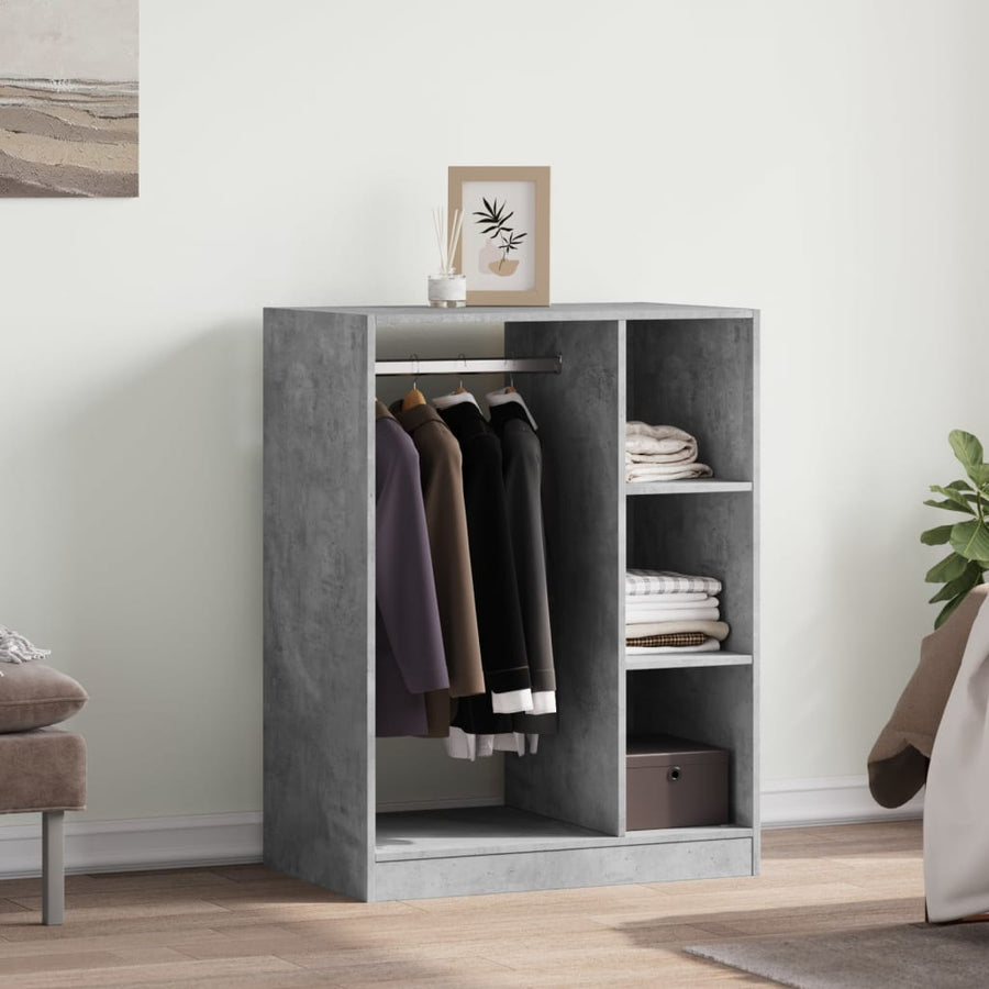 Kledingkast 77X48X102 Cm Bewerkt Hout Betongrijs