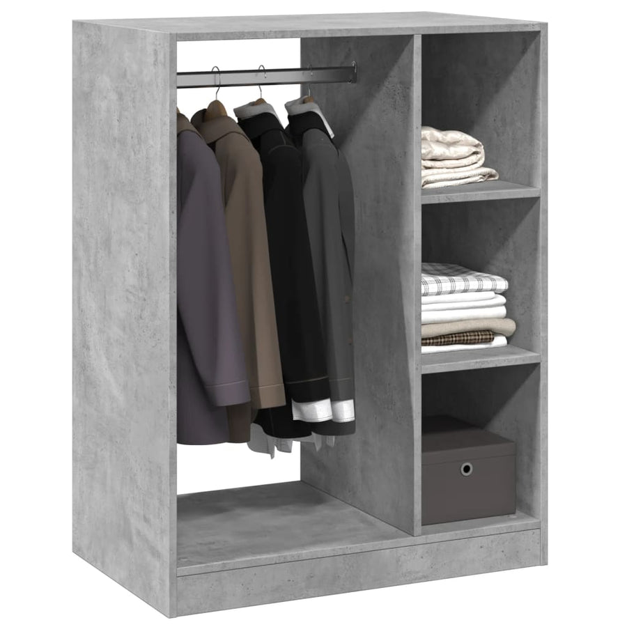 Kledingkast 77X48X102 Cm Bewerkt Hout Betongrijs