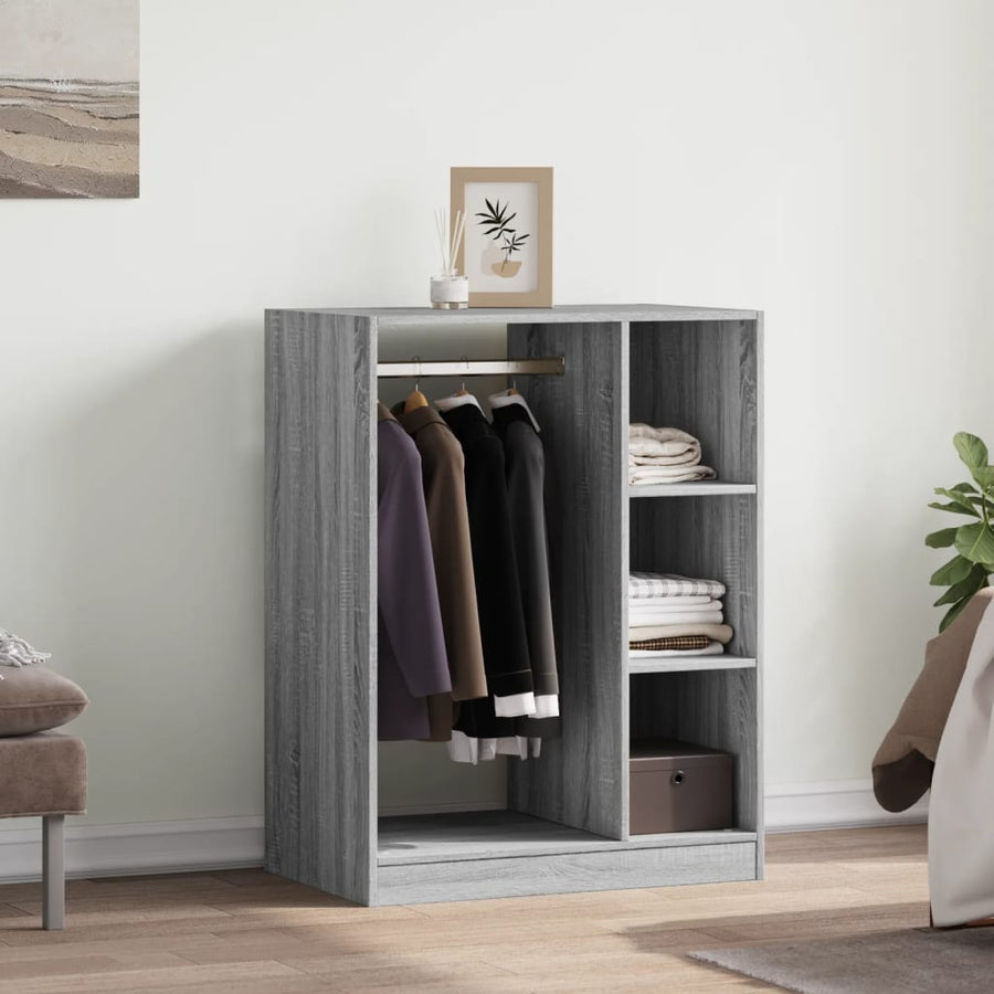 Kledingkast 77x48x102 cm bewerkt hout gerookt eikenkleurig